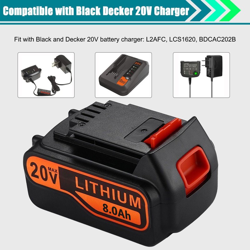 Pack 8.0AH 20V MAX For Black & Decker 20Volt Lithium Battery LBXR20 LB2X4020 NEW gallery