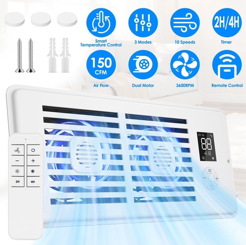 Register Booster Fan Smart Temperature Control 4"x10" Heating Cooling Vent Fan gallery