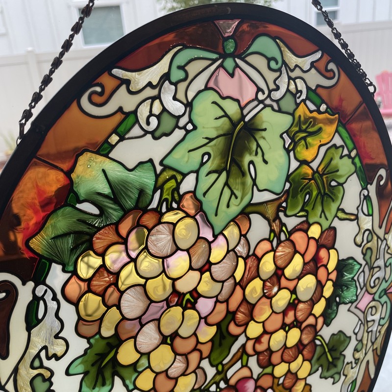 Large Grape Vines Sun Catcher Oval 19” x 14” ~ Beautiful! gallery