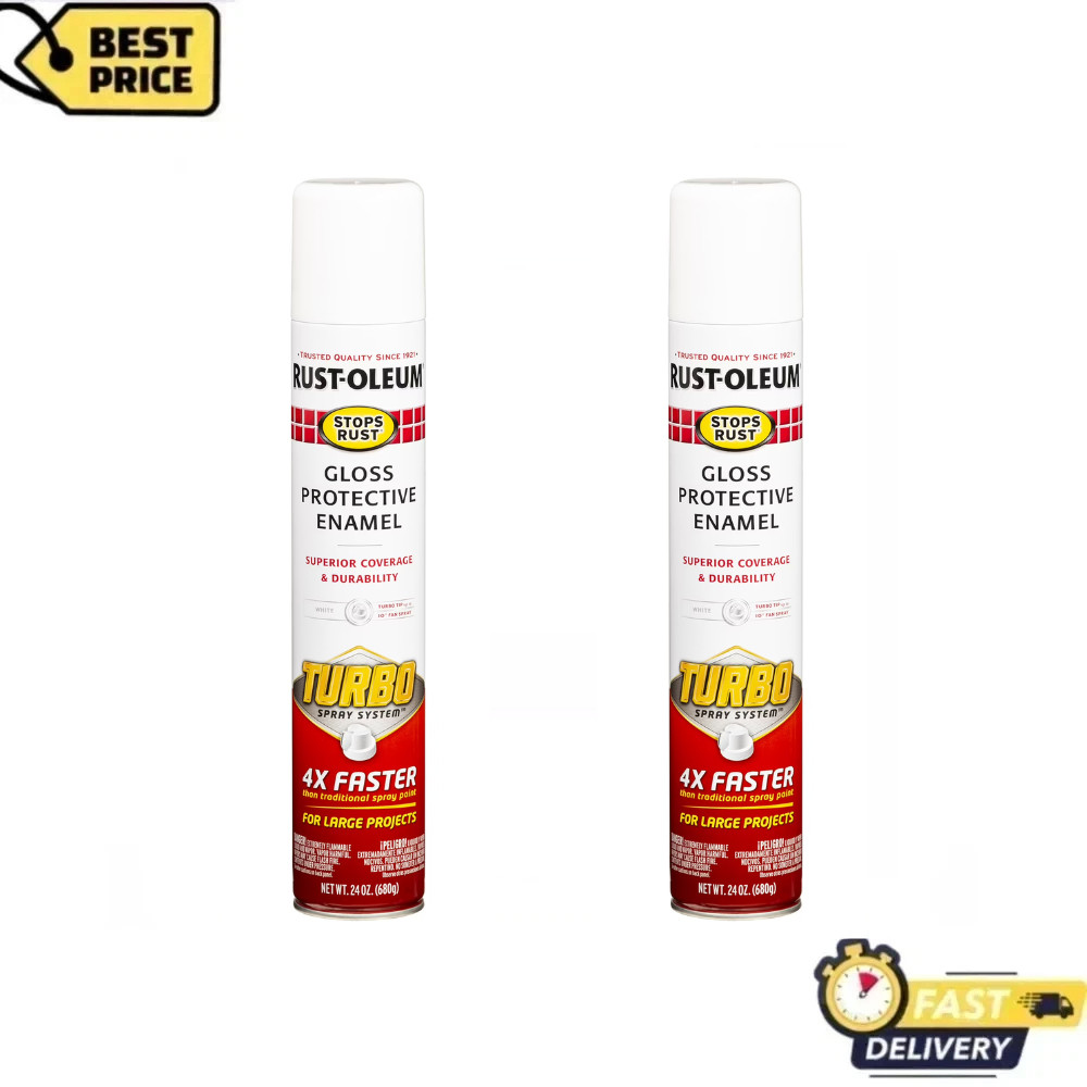2Pack White Rust-Oleum Stops Rust Gloss Turbo Spray Paint, 24 oz, Rapid Coverage gallery