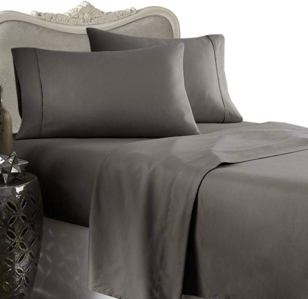 4 Piece Sheet Set - Solid Gray 600 TC Egyptian Cotton Elasticised Deep Pocket gallery