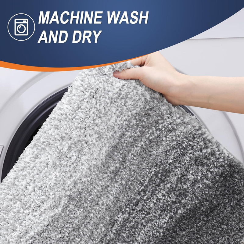 Bathroom Rug Mat 30x20 – Gradient Grey Microfiber Non-Slip Quick Dry Bath Mat gallery