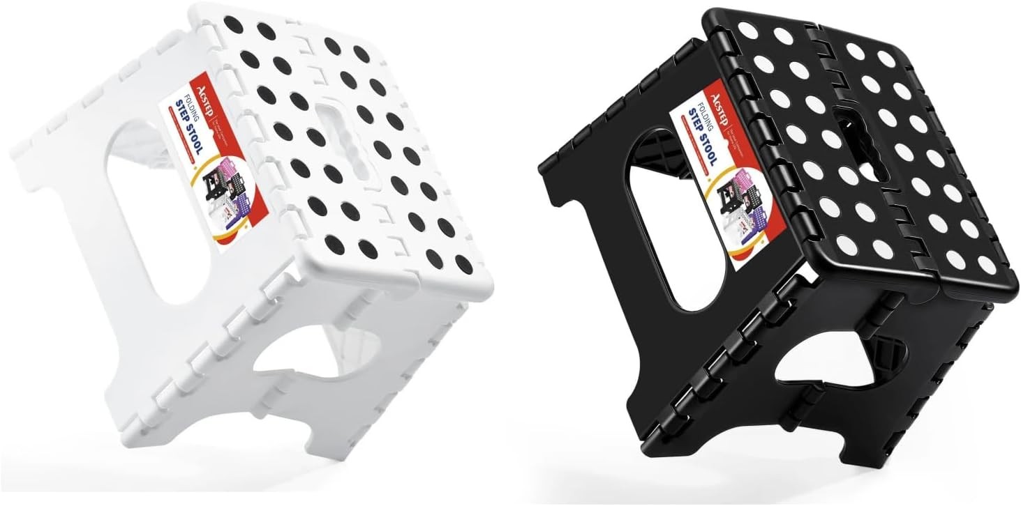 7.5 Inch Folding Step Stool 2 Pack 165 LB Capacity Plastic Foldable Stools W/ gallery