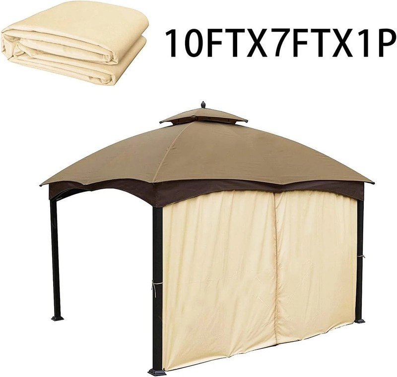 Universal Beige Replacement Privacy Curtain for 10' x 10' Gazebos - Easy Install gallery