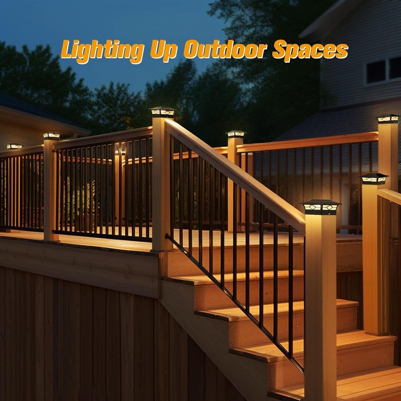 2-12PCS Solar Post Deck Cap Lights Outdoor Fence Dock 4x4/6x6 LED Lamp PVC Vinyl gallery