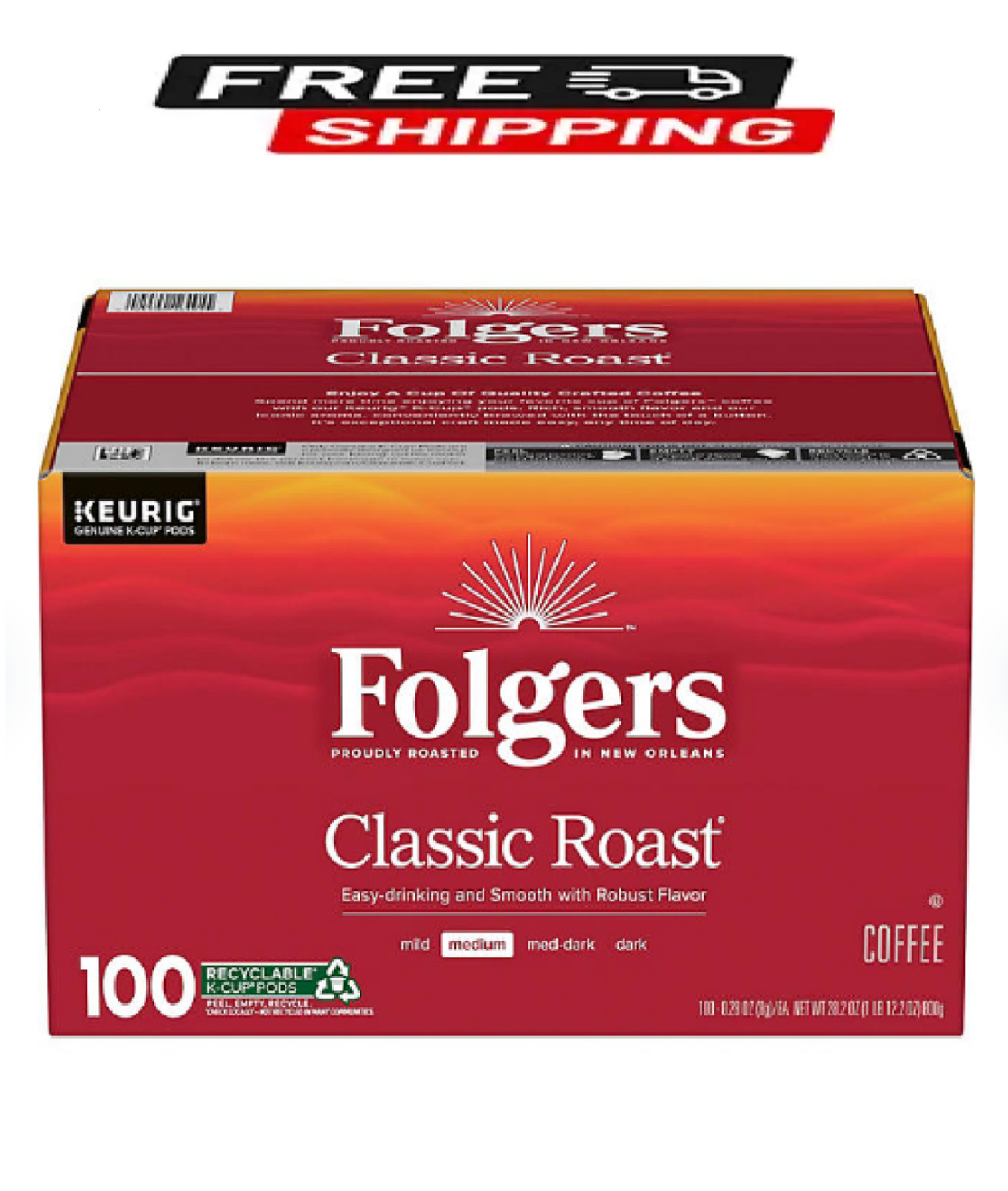 Folgers Classic Medium Roast K-Cup Coffee Pods, 100 ct. gallery