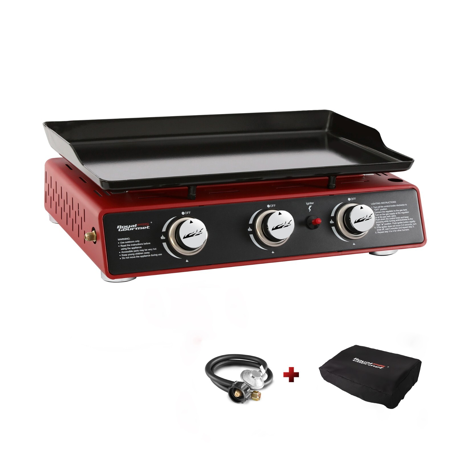 Royal Gourmet 3-Burner Portable Griddle Outdoor BBQ Tabletop Propane Gas Grill gallery