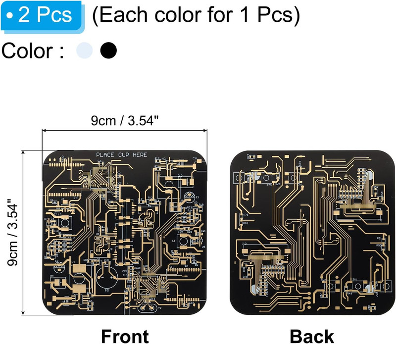 2Pcs Coasters, PCB Coasters Circuit Board Coasters FR-4 Drink Bar Coasters for D gallery