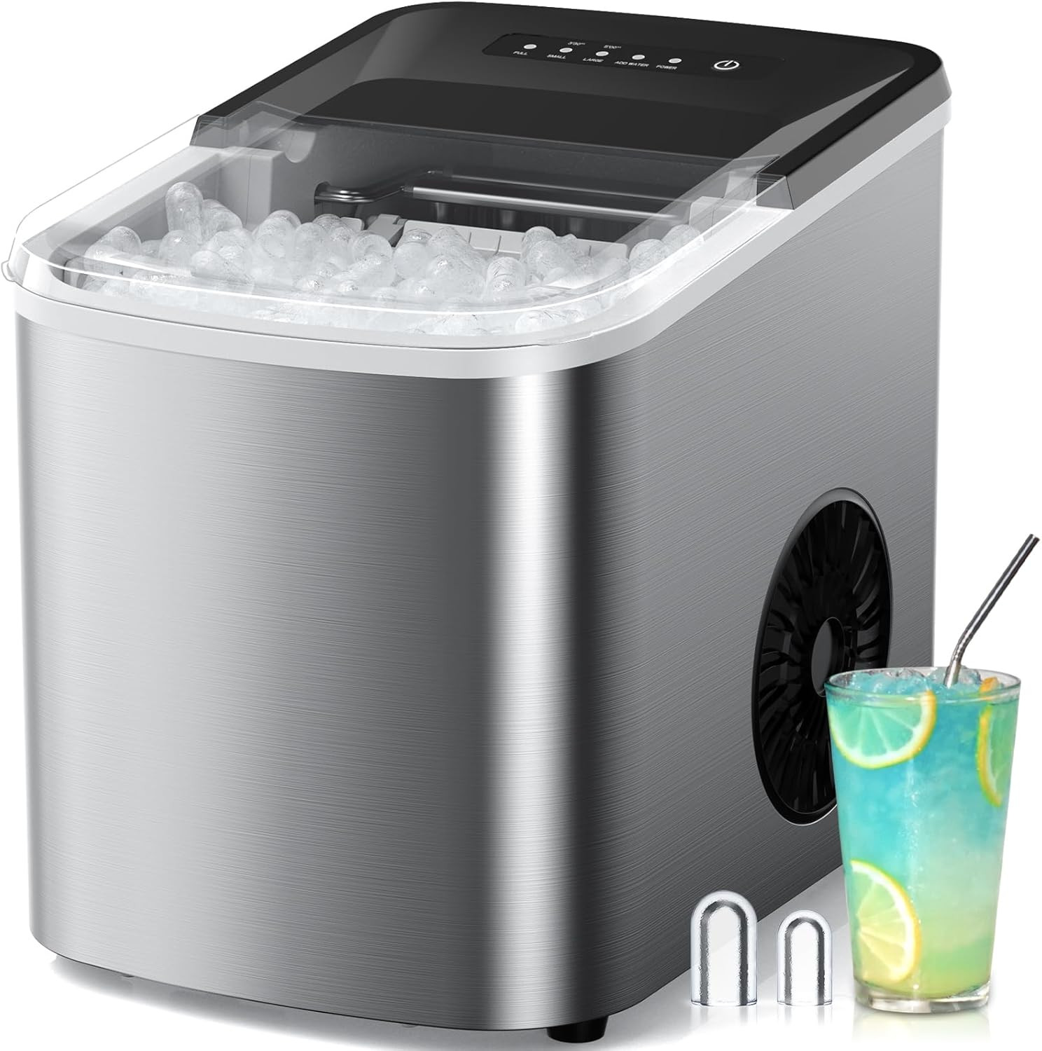 38Lbs per Day Countertop Ice Maker, 9 Ice Cubes in 3.5 Minutes, Self-Cleaning Po gallery