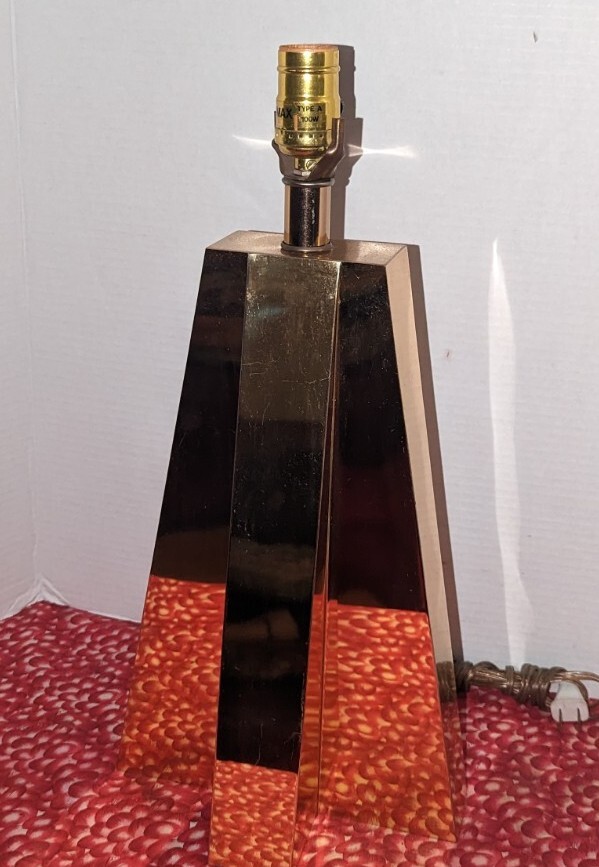 Mid Century Modern brass Table Lamp Geometric Star Pyramid gallery