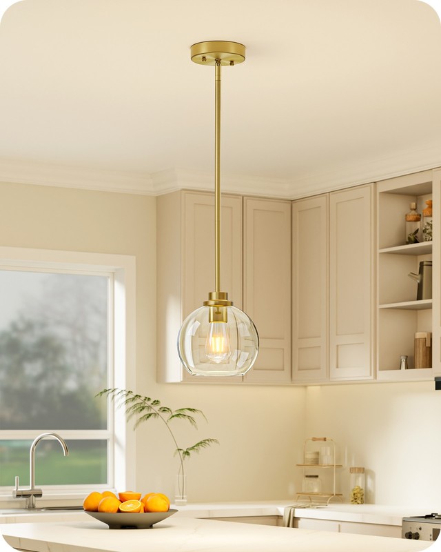 3 Pack Pendant Lights Kitchen Island,Modern Gold Hanging Light Fixture Metal Rod gallery