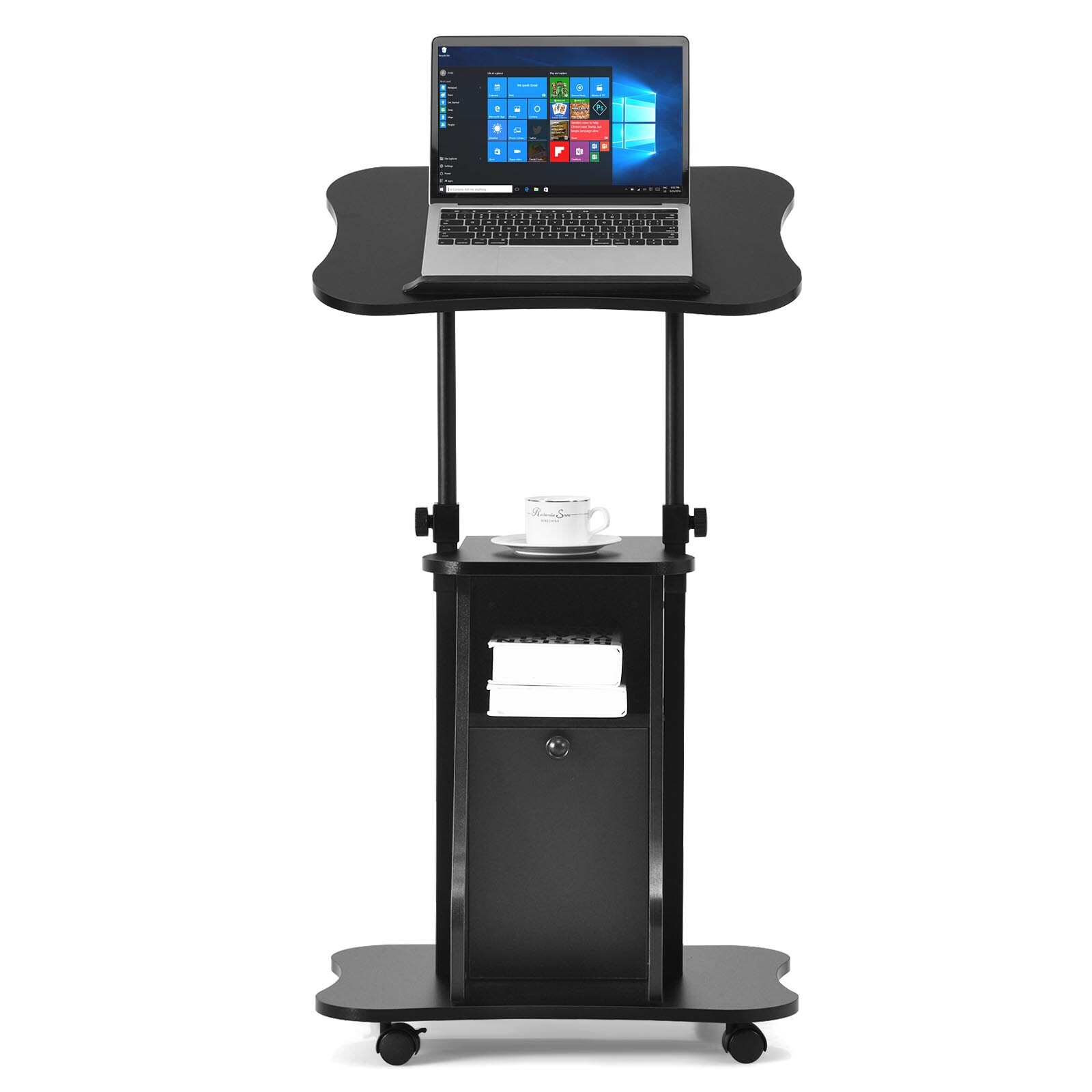 Mobile Sit to Stand Desk Height Adjustable Standing Desk for Home & Office Black gallery