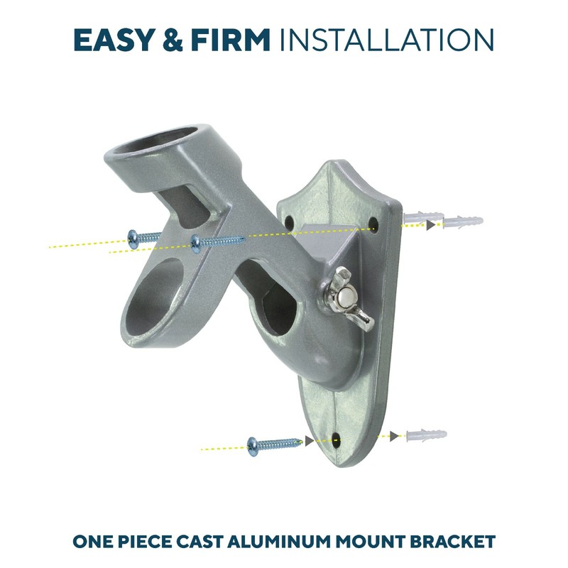 Silver Flagpole Bracket 2 Position Aluminum Wall Mount fits 1" Pole with screws gallery