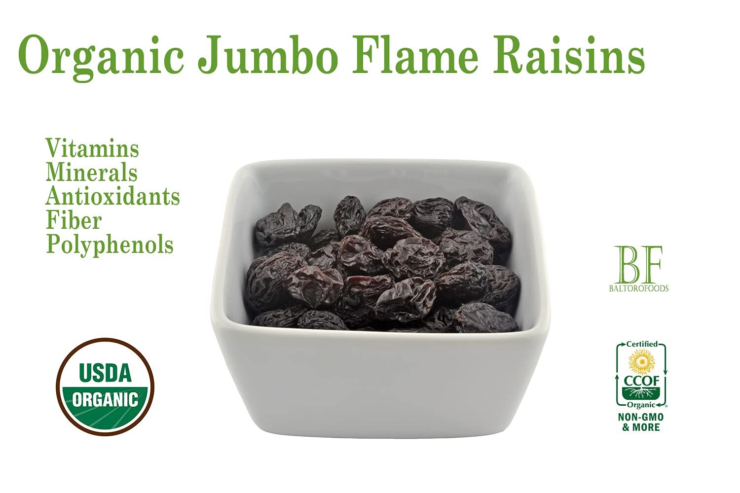 Organic Flame Raisins Seedless No added Sugar NoGMO Unsulfured Vegan Bulk gallery