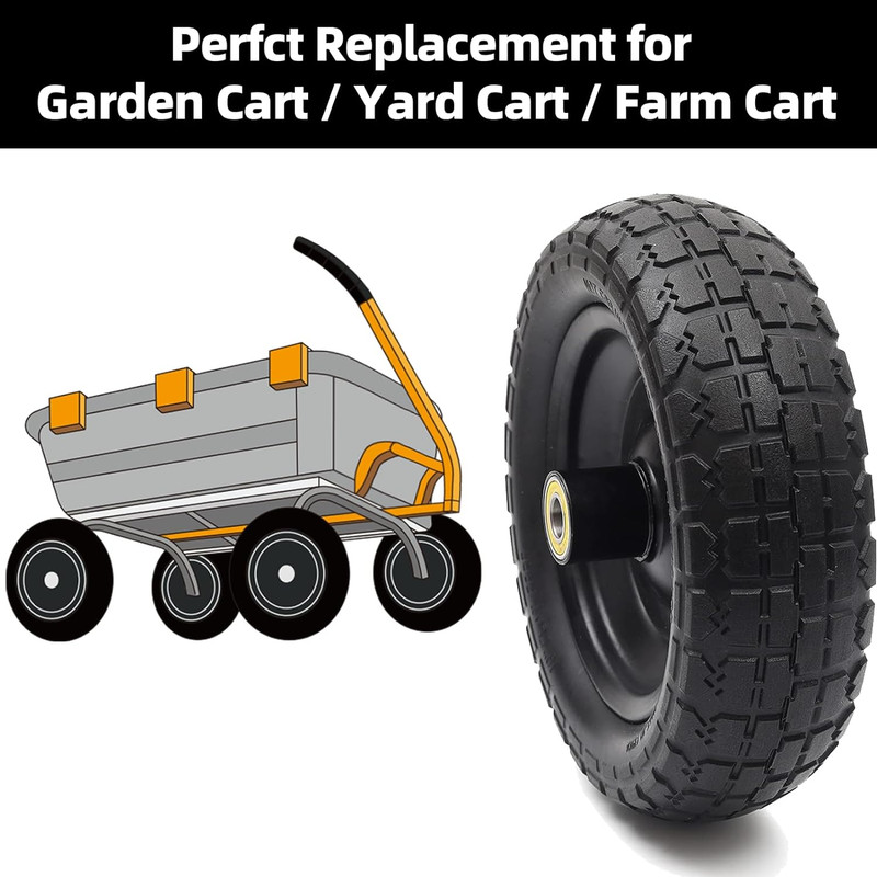 (2-Pack) 10" Replacement Tire for Gorilla Cart - Solid Polyurethane Flat-Free Ti gallery
