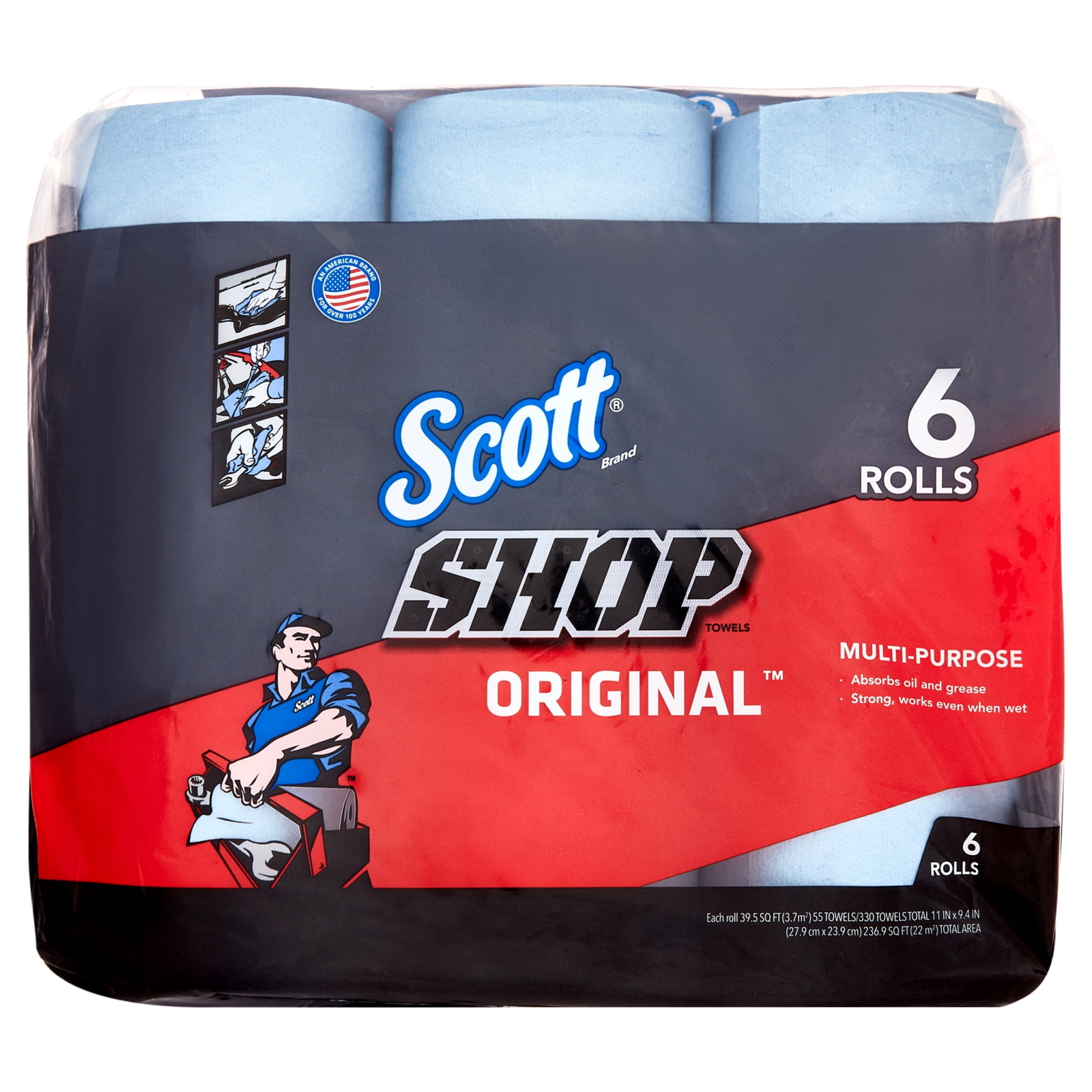 6 Rolls Scott Shop Towels, 55 Sheets Per Roll, All Purpose, Multi Surface gallery