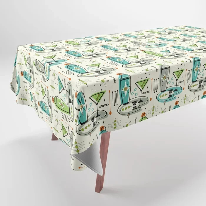 Simple Abstract Cute Cat Rocket Pattern Tablecloth Home Decor Rectangle Party gallery
