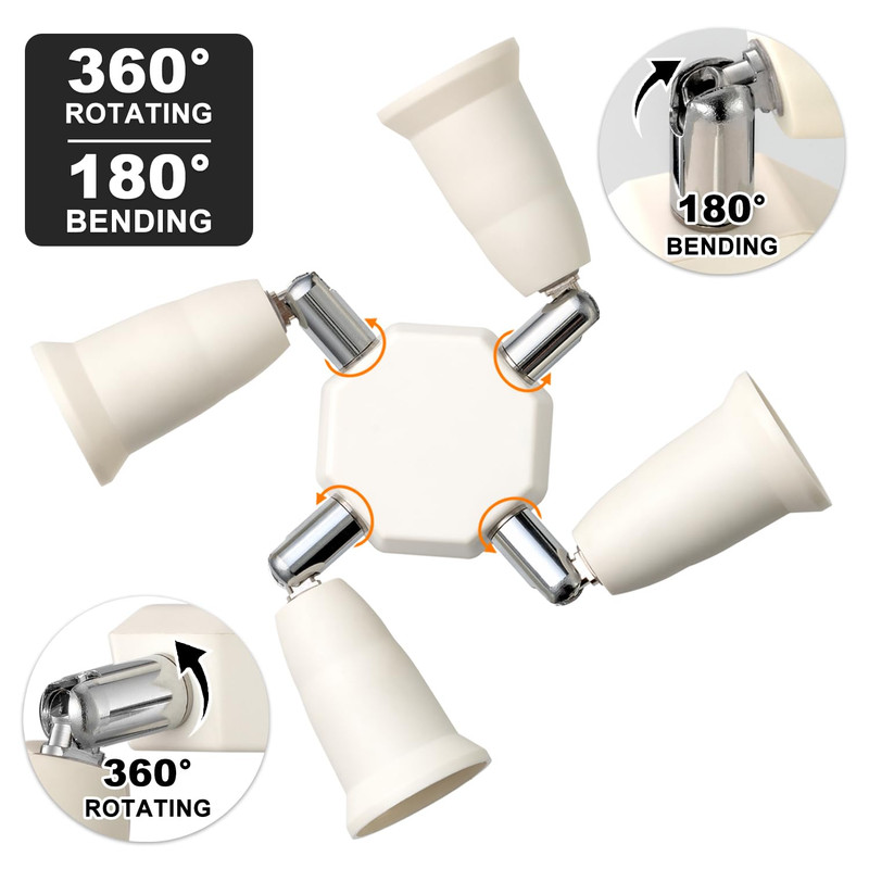 4 in 1 Light Socket Splitter Adapter, E26 E27 Standard Base LED Bulbs Converter gallery