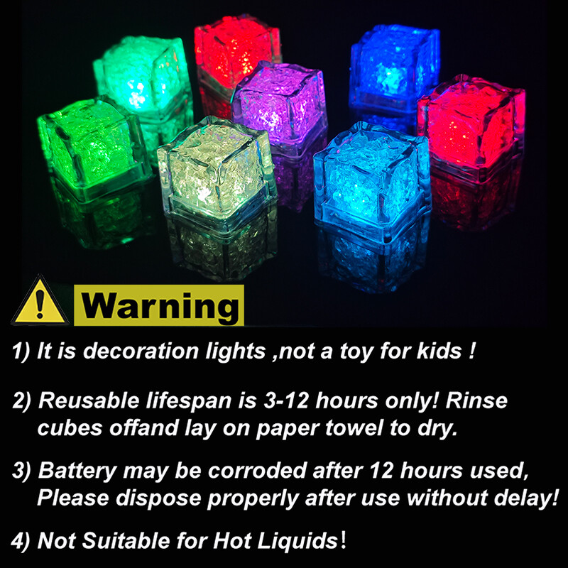120*Glowing LED Ice Cubes Flash Light For Party Bar Drinks Wine Glass Decorate gallery