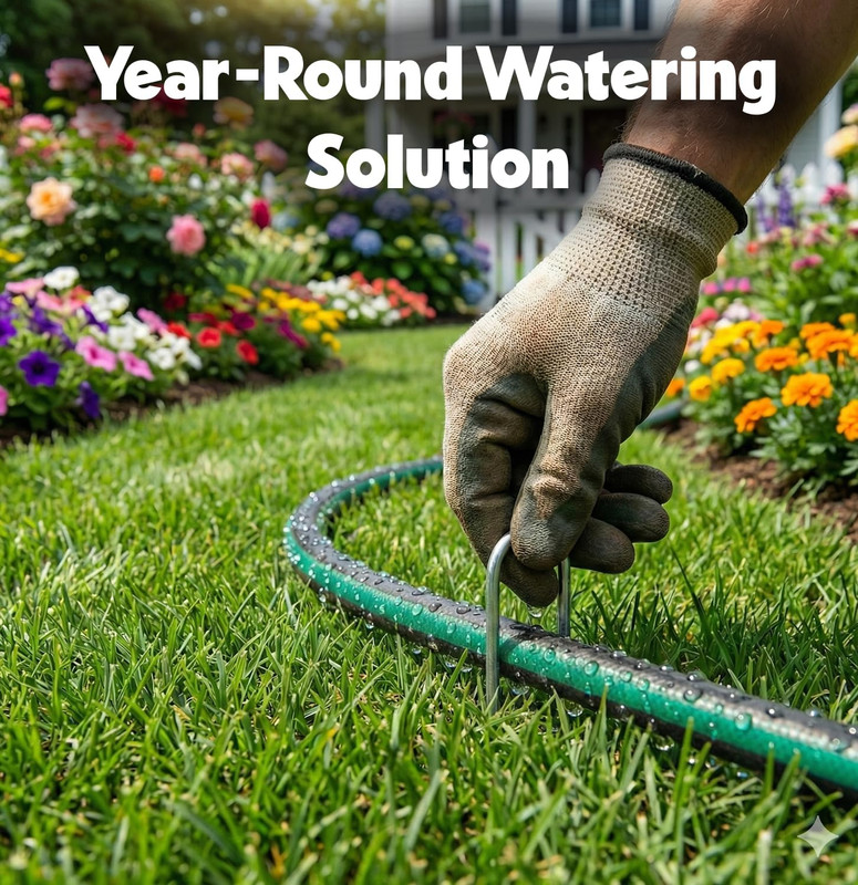 Flat Soaker Hose 150Ft (75Ft 2-Pack) for Garden // Drip Hose for Garden Beds, La gallery