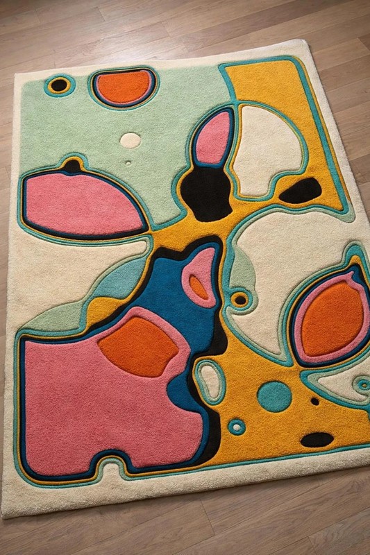 Hand-Tufted Abstract Wool Rug 8x10 – Colorful Modern Design Area Rug Carpet. gallery