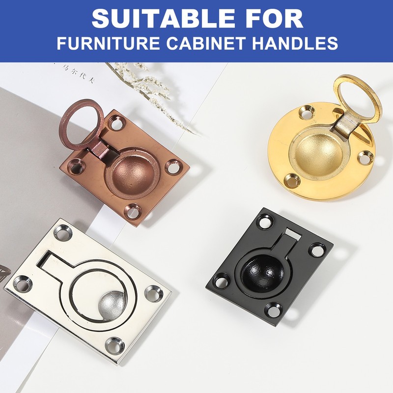 2-1/2"-1-3/4" Flush Pull Ring Handles Recessed Door Pull with Screw Black gallery
