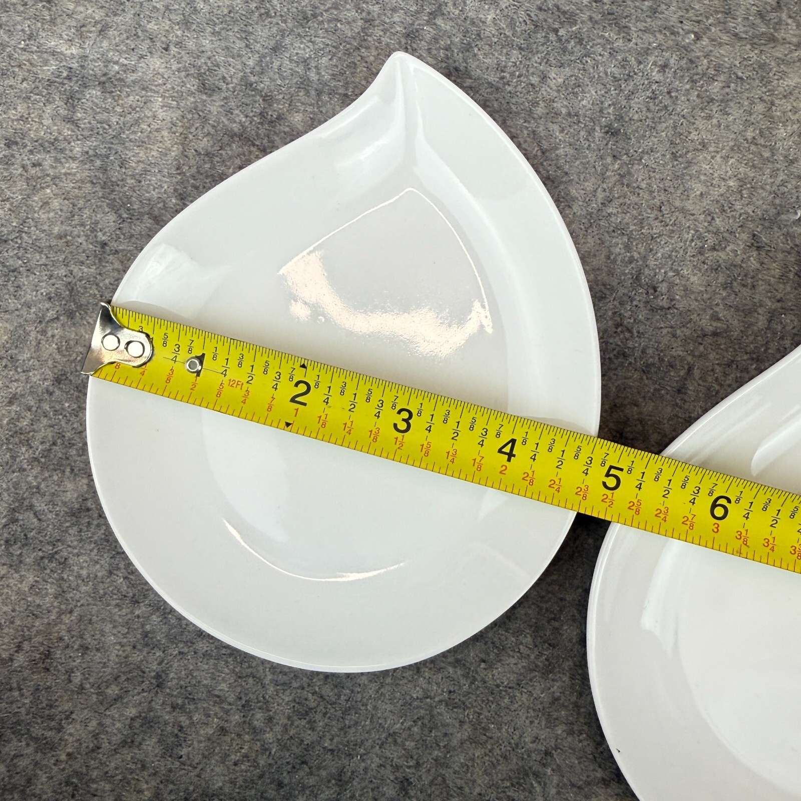 Pair Crate Barrel Rain Drop Shaped White Porcelain Tapas Dessert Plates 6" gallery