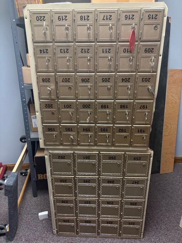 Mailbox clusters most w/ keys. Small, Med and Large. 9 available. sold as is. gallery