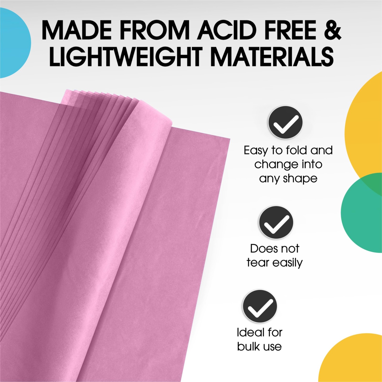 Party Solids Pink Tissue Paper for Gift Bags - 15" X 20" Bulk x 20", gallery