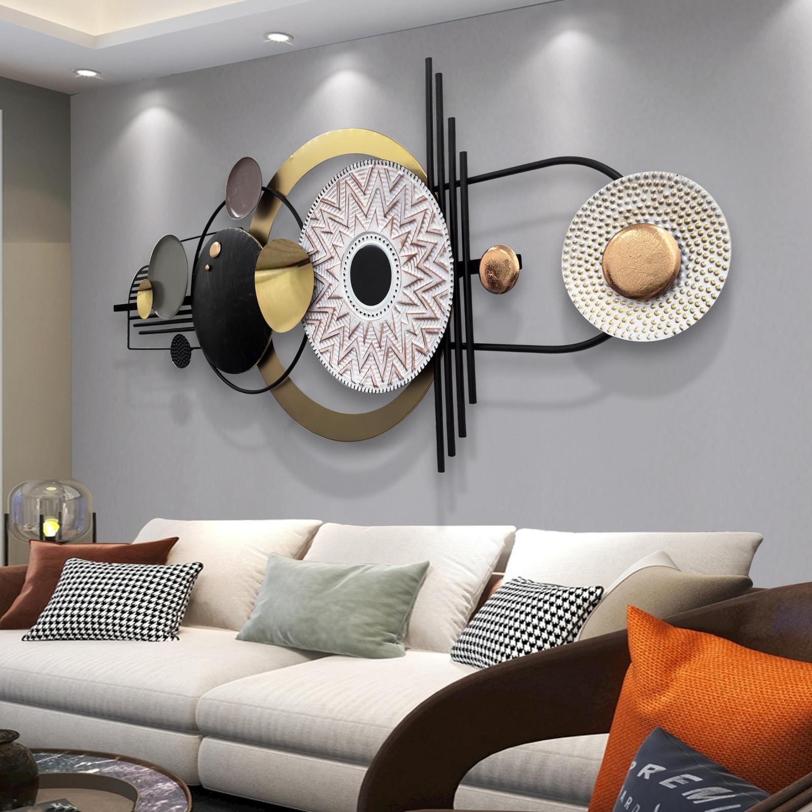 ERMOFAV Large Circular Geometric Metal Wall Art 59x24 gallery