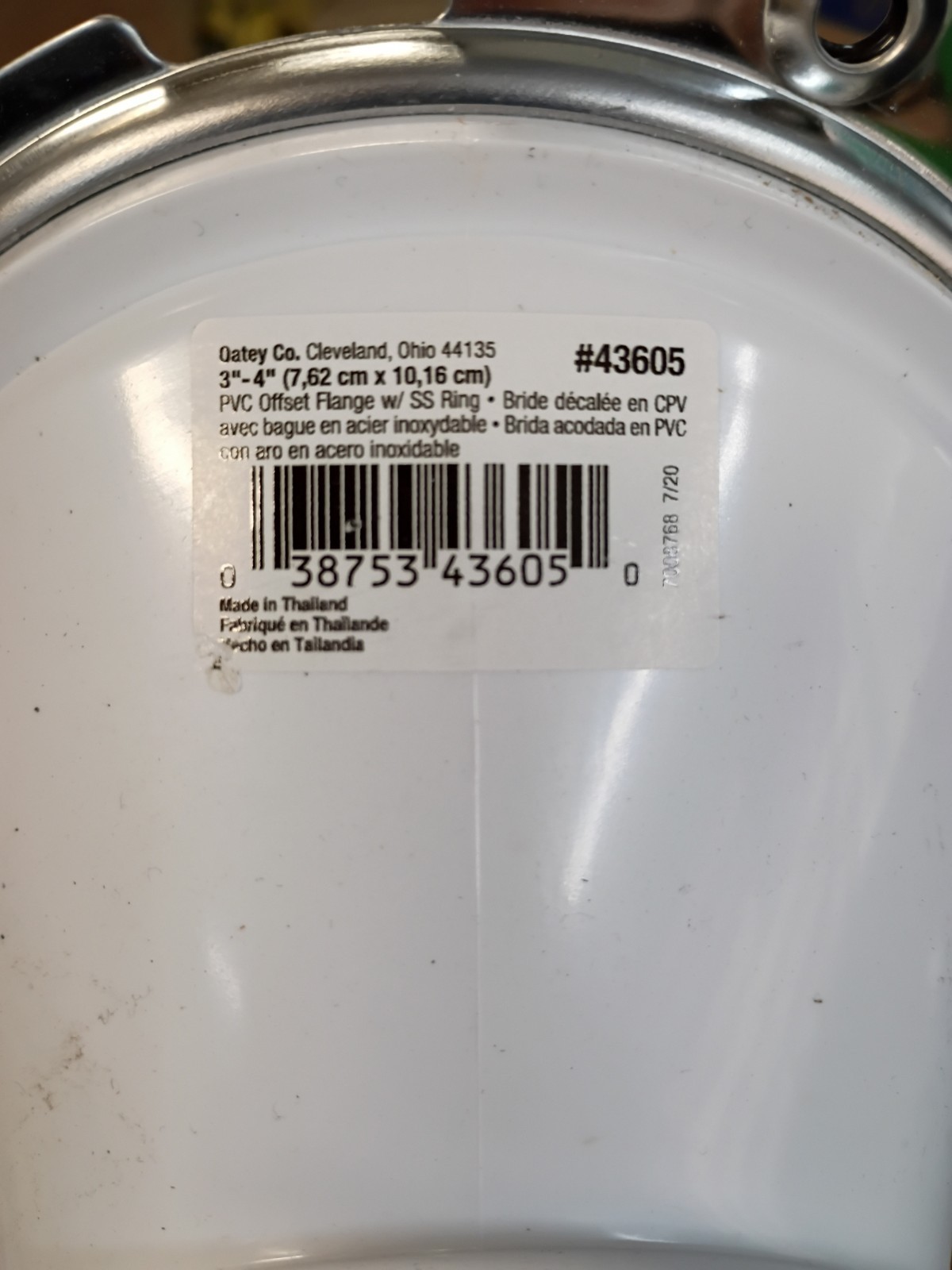 20PK Oatey 43605, 3" PVC Open Offset Toilet Flange with Stainless Steel Ring. gallery