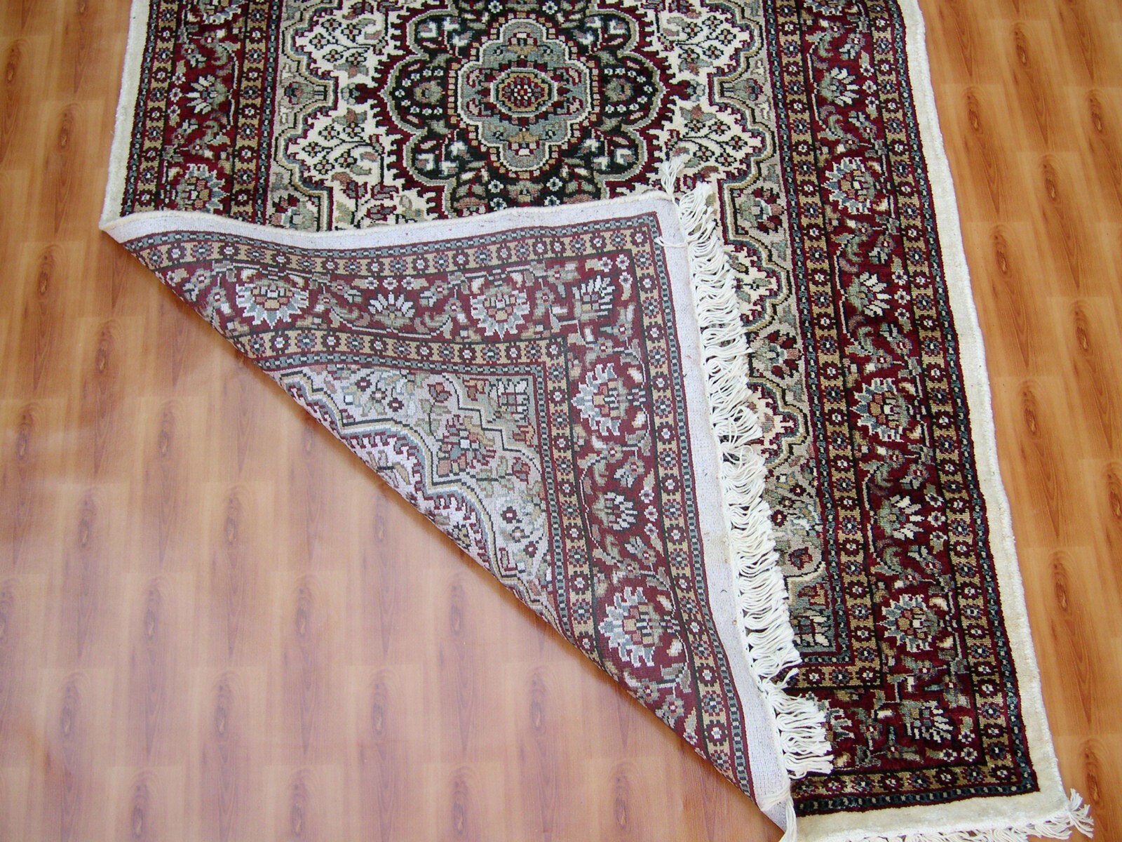 Decor Geometric Beige Color Hand Knotted Traditional 3x5 Silk Rug Turkish gallery