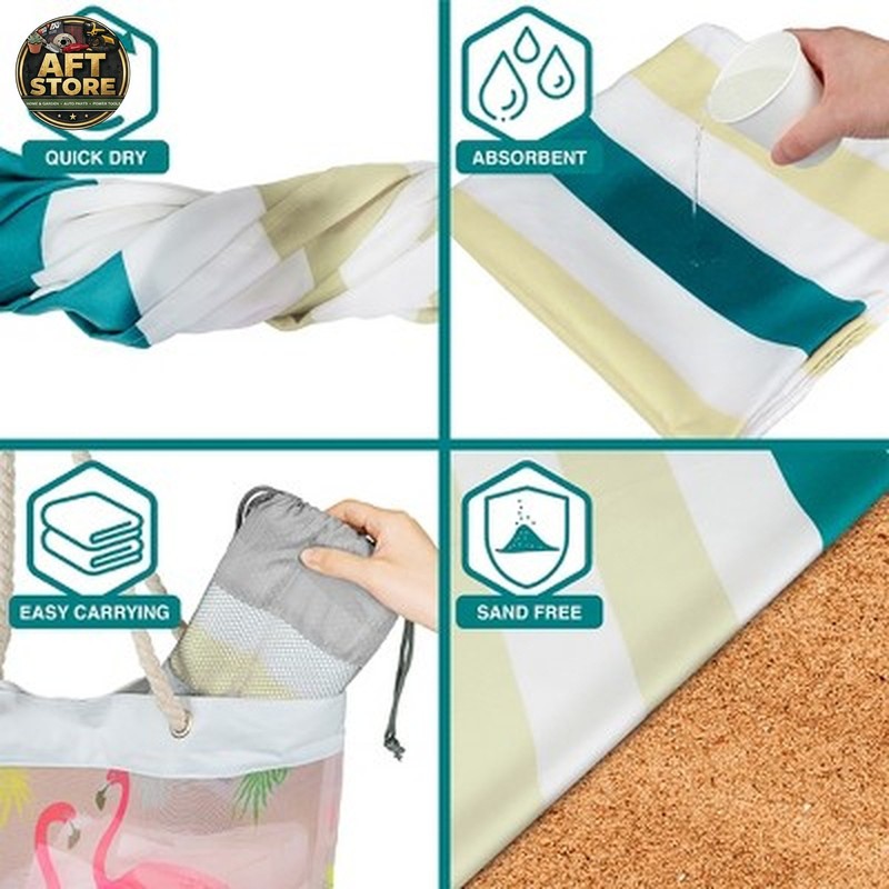 Sun Cube Microfiber Beach Towel - Quick Dry Sand Free 78"x35" Beige gallery