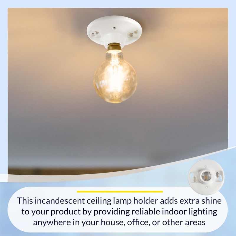 1 Pcs E26 Medium Base Ceiling Lamp Holder Keyless Light Sockets White Bulb So... gallery