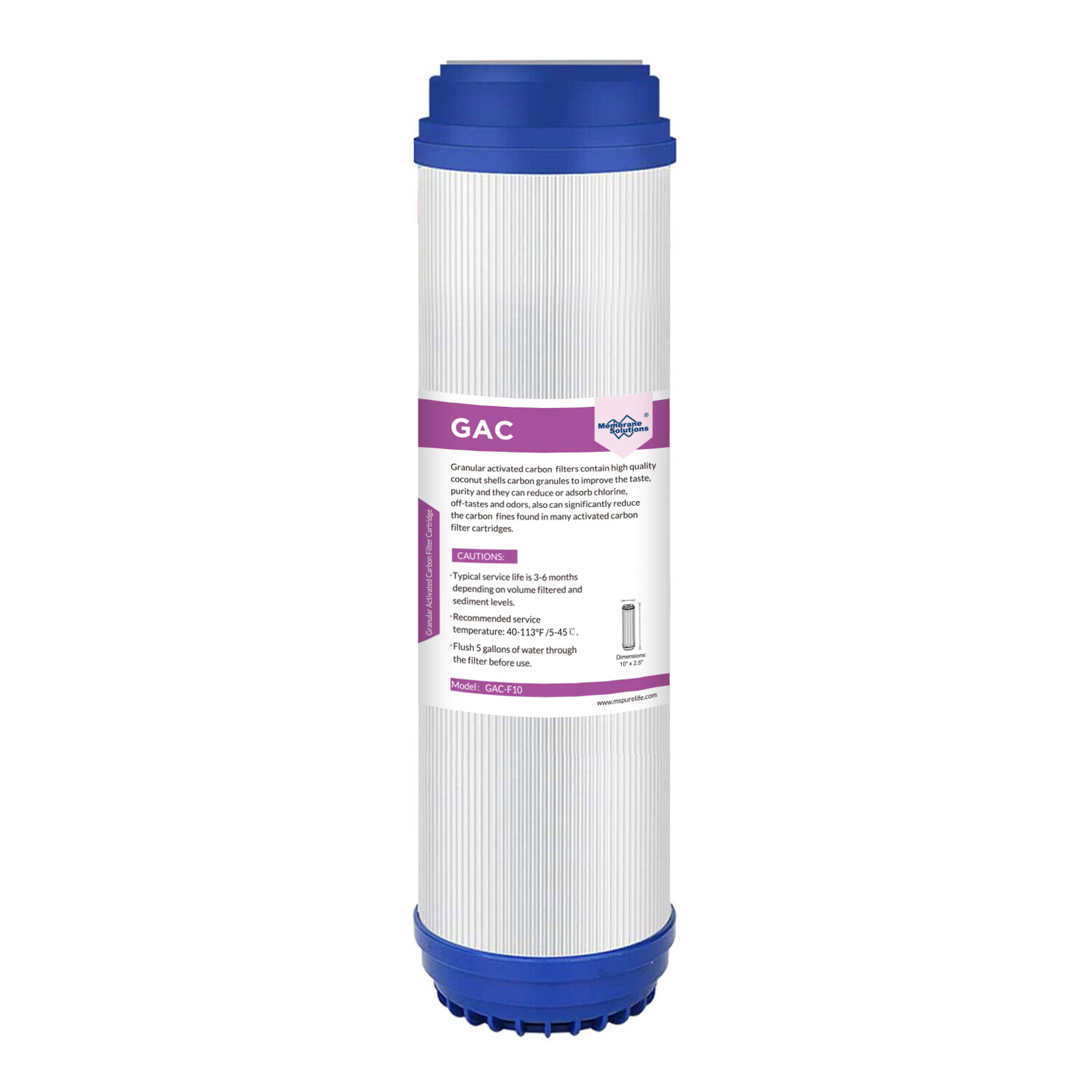 25 Pack 10"x2.5" Granular Activated Carbon Water Filter GAC Replacement RO 5μm gallery