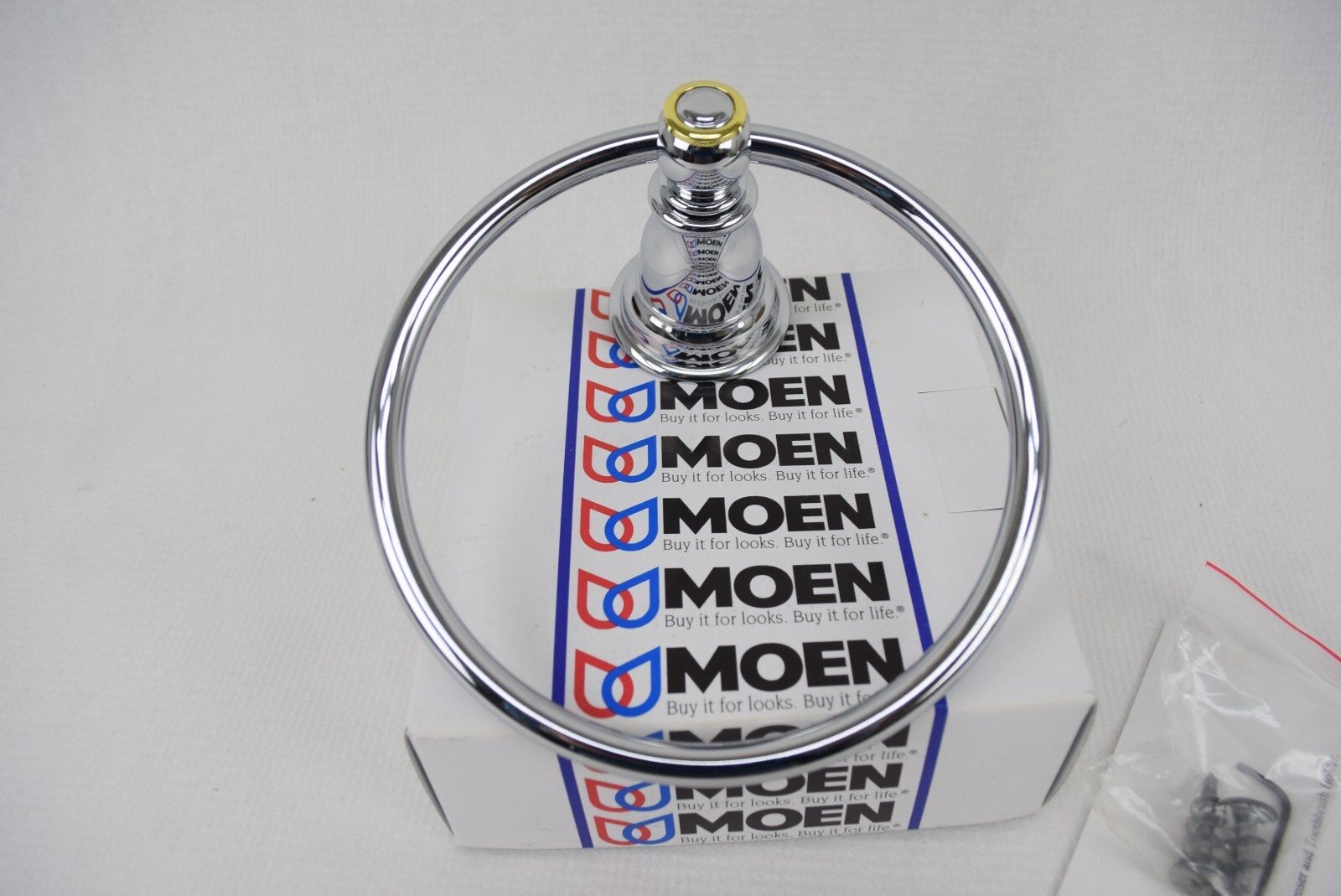 Moen YB5486CP Kingsley Collection Chrome/ Polished Brass Towel Ring gallery