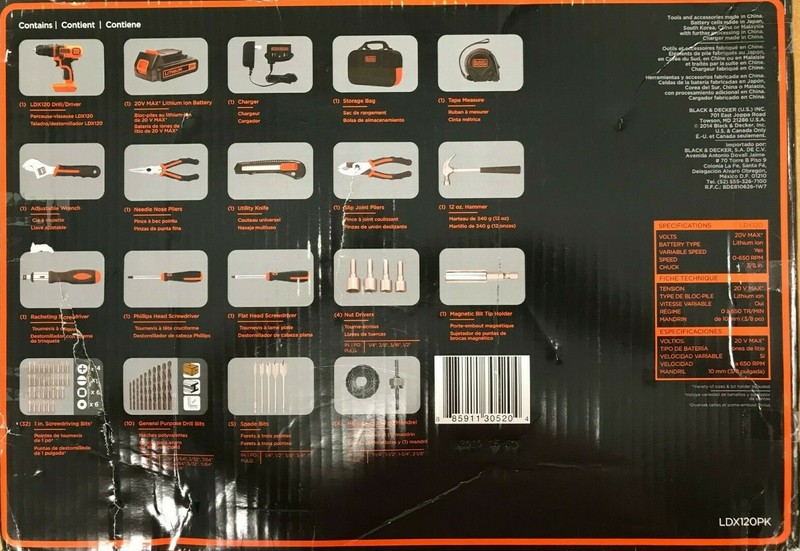 Black & Decker - LDX120P - Drill Driver 68 Pcs. Kit 20 Volt Lithium Ion Batter gallery