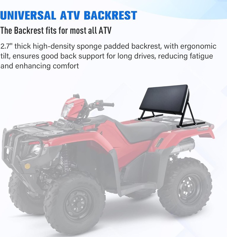 Universal ATV Backrest with Storage Pocket,900D Oxford Cloth Cover with 270 Degr gallery