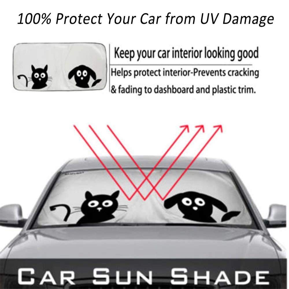 Homeya Windshield Sun Shade, Car Sunshade Front Window Cute Cartoon Black gallery