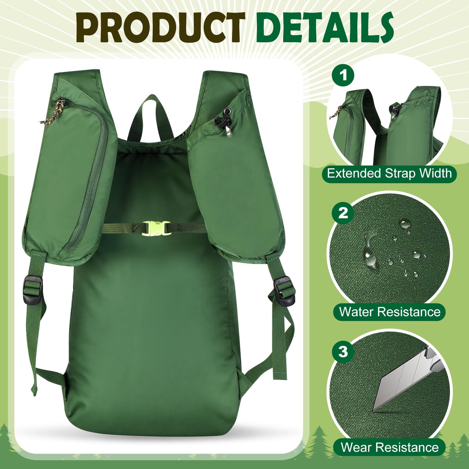 12L Ultralight  Thin Packable Daypack, Small Foldable Hiking Backpack Travel ... 3