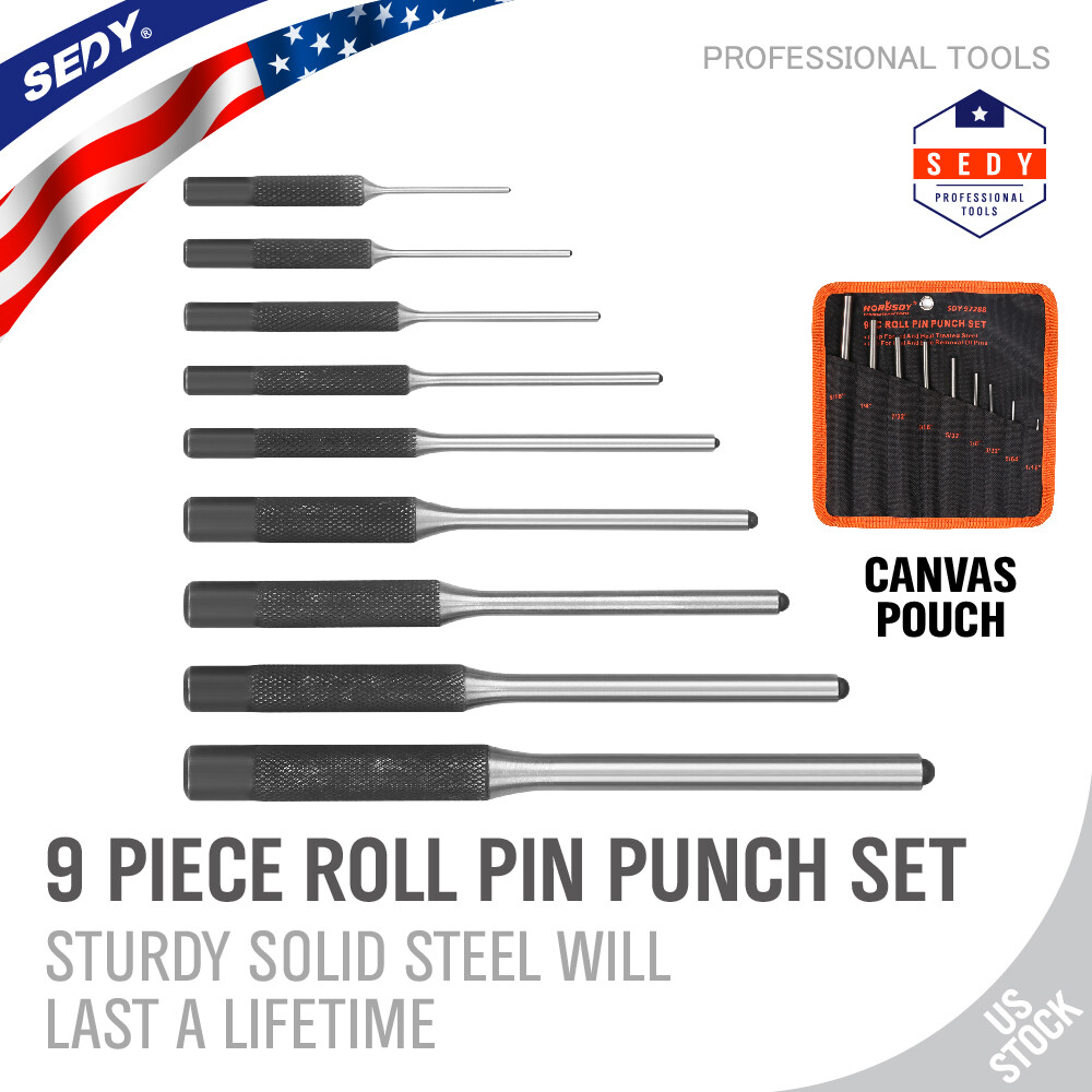9pc Professional Roll Pin Spring Punch Set Gunsmith Jewelers Carpenter Forged