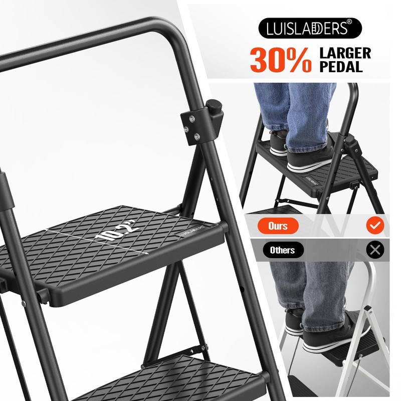 4-Step Ladder with Handrails, 400lbs Capacity Anti-Slip Folding Step Stool New gallery