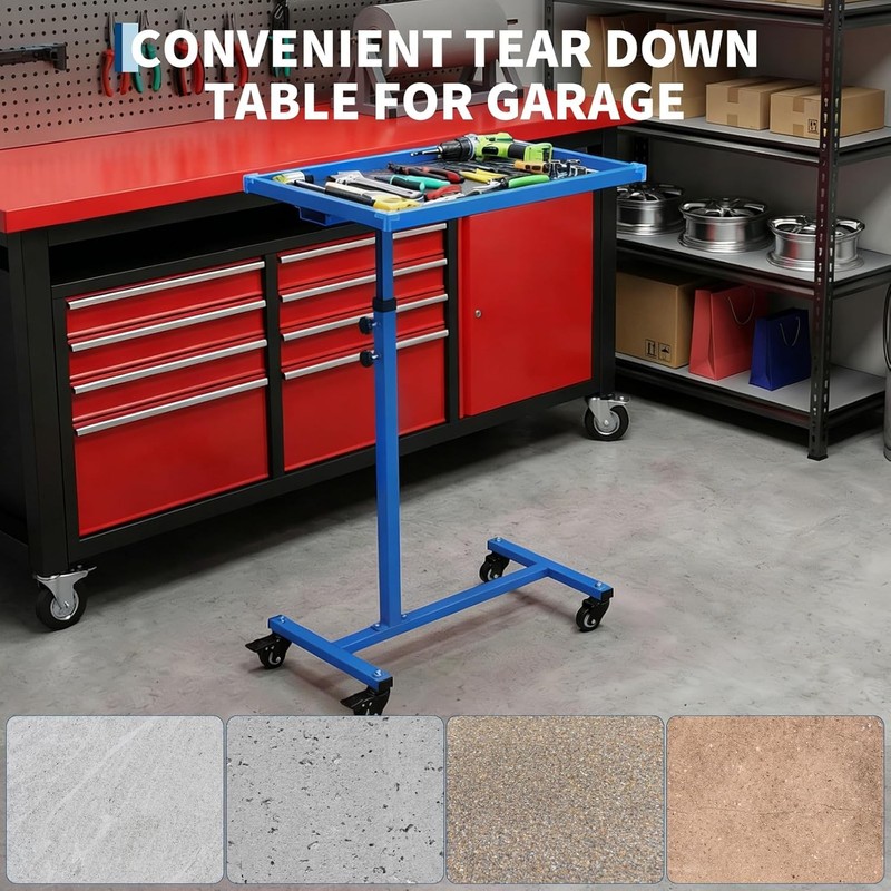 Mobile Mechanic Work Table,220lb Capacity Height Adjustable Steel Cart Tool Tray gallery