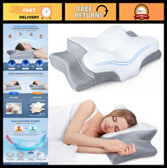 Cooling Neck Support Pillow – Adjustable Ergonomic Memory Foam, Orthopedic Comfo