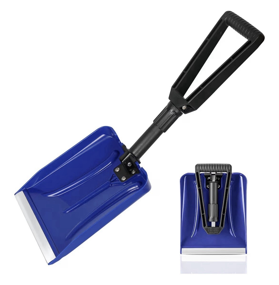 Orientools Folding Plastic Snow Shovel, Blue, 9” Aluminum Edge, D-Grip Handle gallery