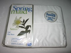 100% COTTON Flat White Sheet Spring Maid FULL 81″x96″ 230 thread NEW Sealed USA