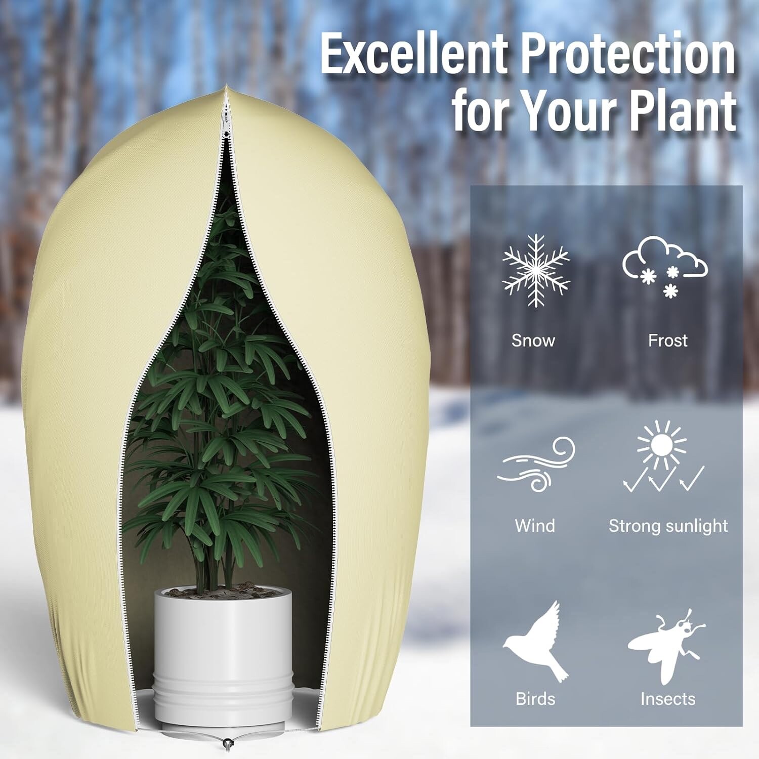 47X71 in Plant Covers with zipFreeze with Drawstring for Winter Frost Protection gallery