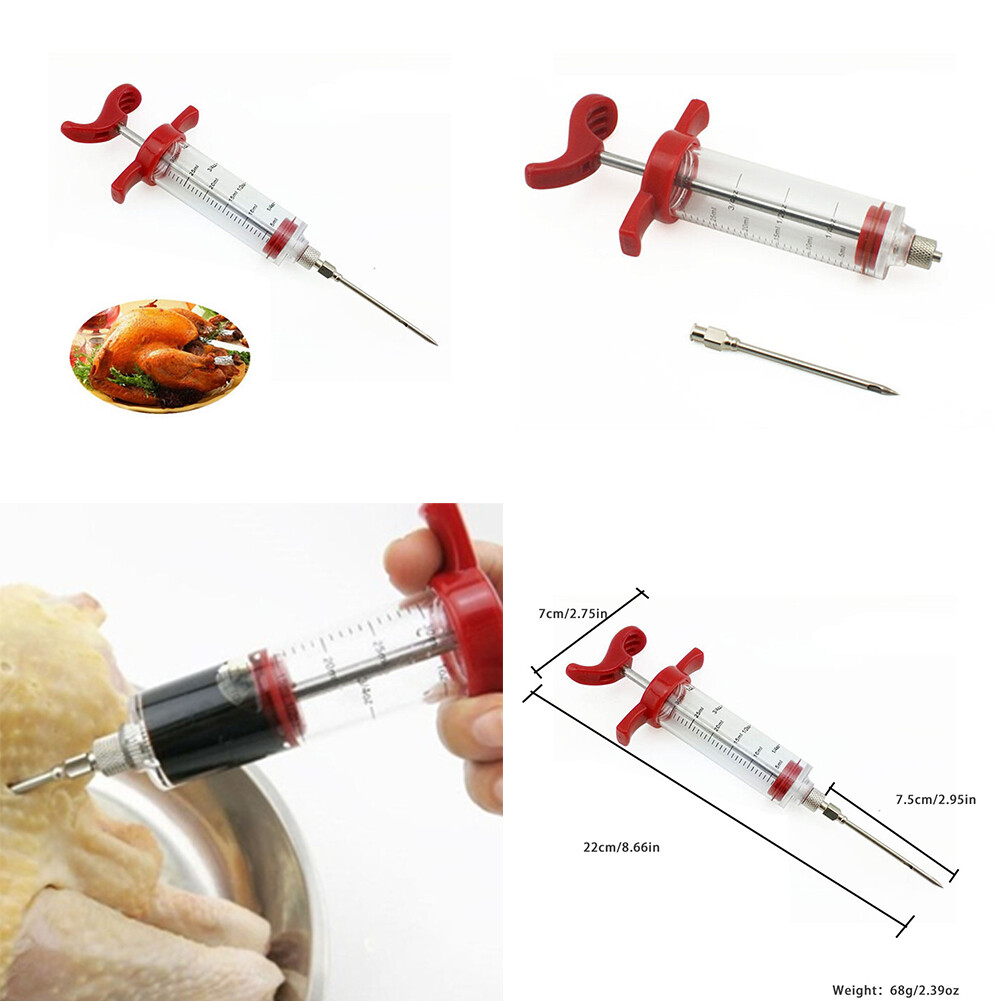 US 1-2 Pack Plastic Food Marinade Injector Syringe Screw-on Meat Needle BBQ gallery