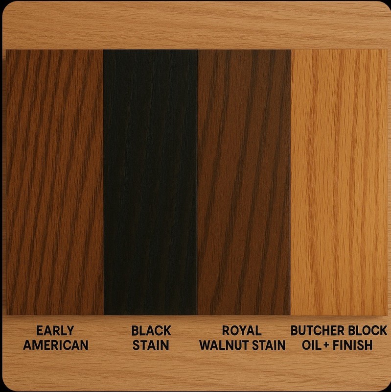 Solid Red Oak Stove Top Cover – Custom Fit Stove Top Board with Black Handles gallery