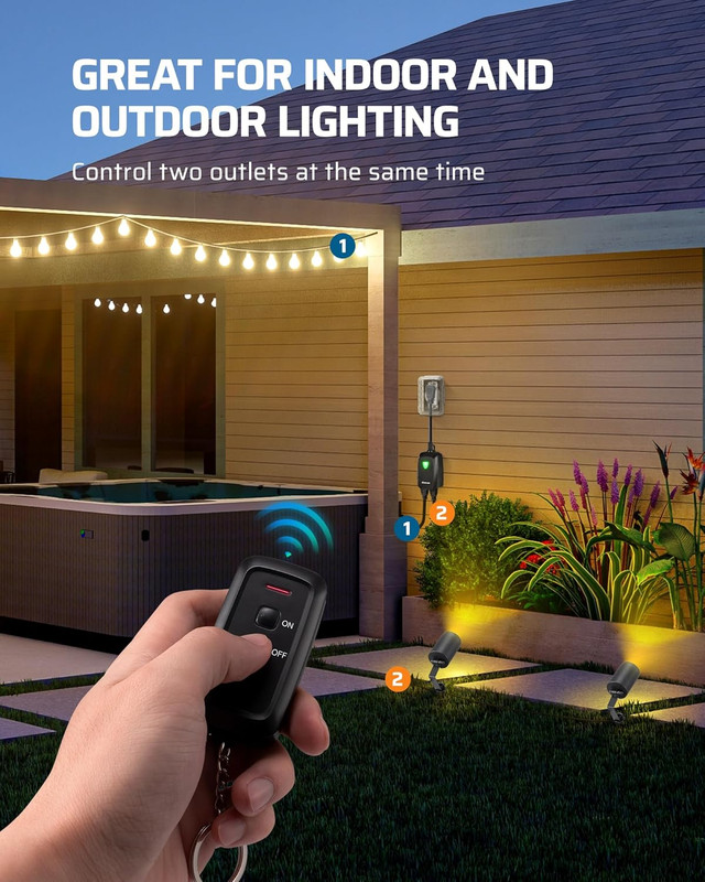 DEWENWILS Wireless Remote Control Outlet Outdoor Electrical Plug in Light Switch gallery
